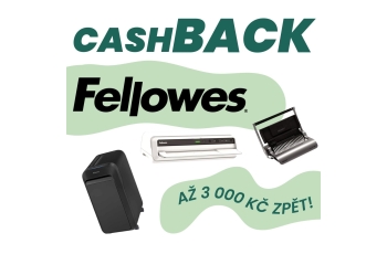 Fellowes Cashback 2026! Získejte z nákupu zpět až 3 000 Kč.
